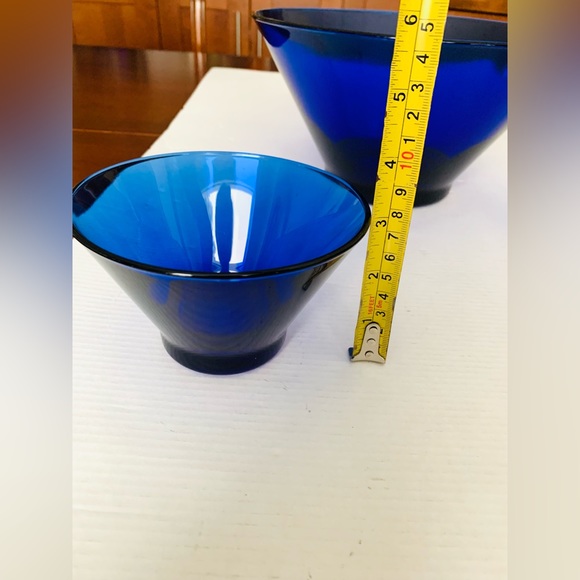 Cobalt blue glass bowls 3 Pc Set 10” in Large Deep Serving Bowl 5”in salad Bowls - Picture 11 of 11